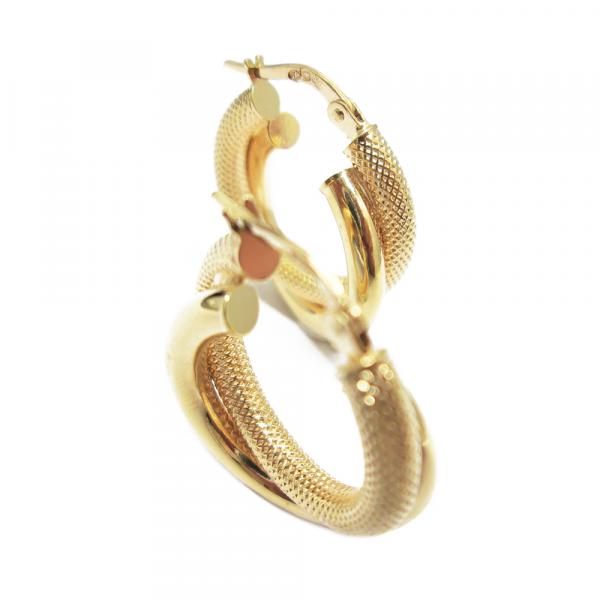 Kultaiset putkikorvarenkaat kuvioinnilla #2