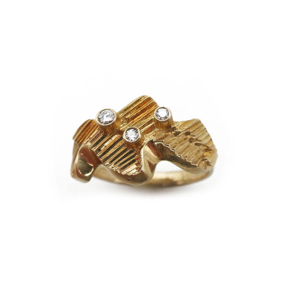 Kultainen timanttisormus 0,09ct koko 18 #1