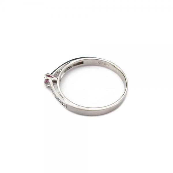 Valkokulta timanttisormus 10x0,005ct & pinkki kivi, 18mm #3