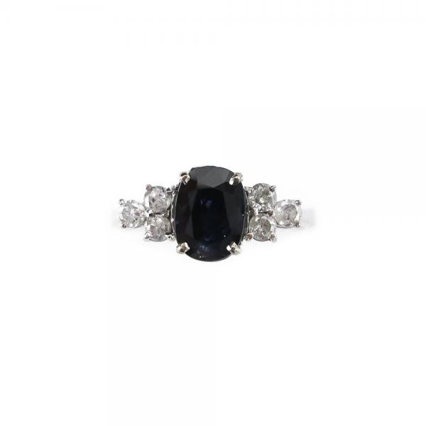 Valkokulta timantti sormus yht.0,97ct & sin.kivi 20-mm #1