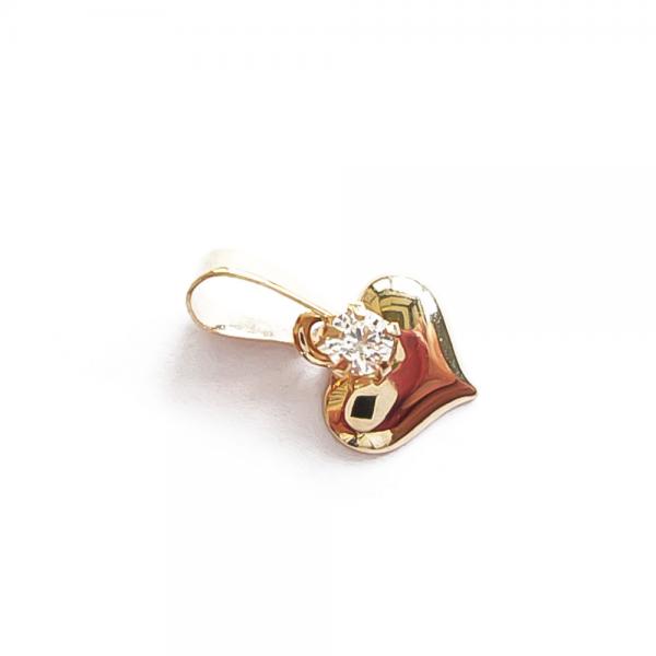 14K sydänriipus kirkkaalla kivella #1