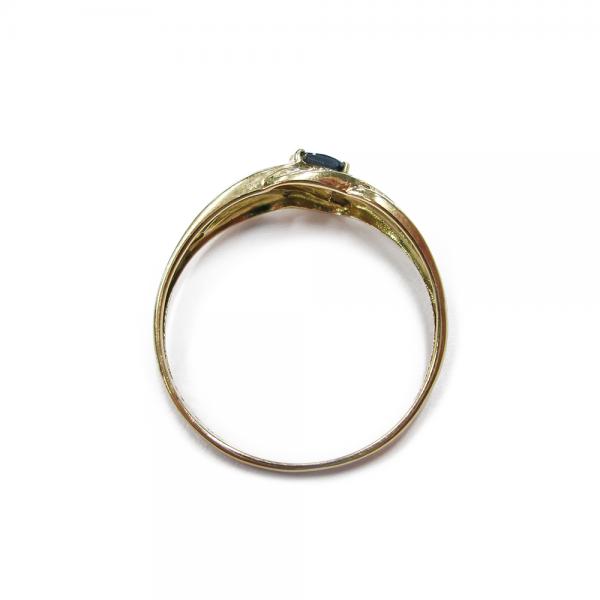 Kultasormus timantilla ja sinisafiirilla 18mm #2