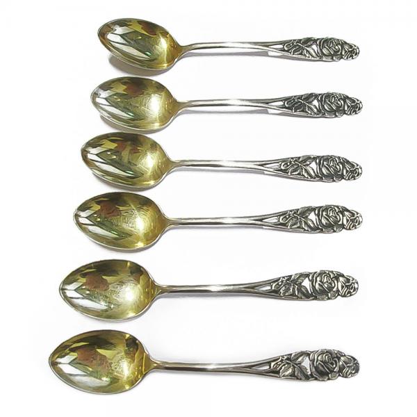 Hopeiset kahvilusikat 6 kpl v.1965 #0