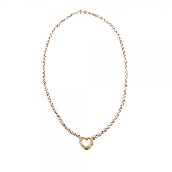 Kultainen papuketju 45cm, sydän #1