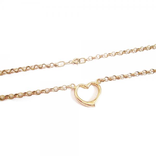 Kultainen papuketju 45cm, sydän #2
