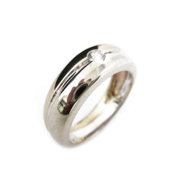 Valko/keltakulta kaksirunkoinen Timattisormus 0,1ct 18-mm #0