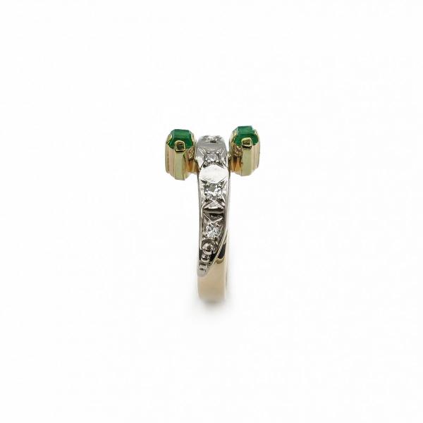 Kultainen timantti ja smaragdi sormus 0.07ct 17 mm #1