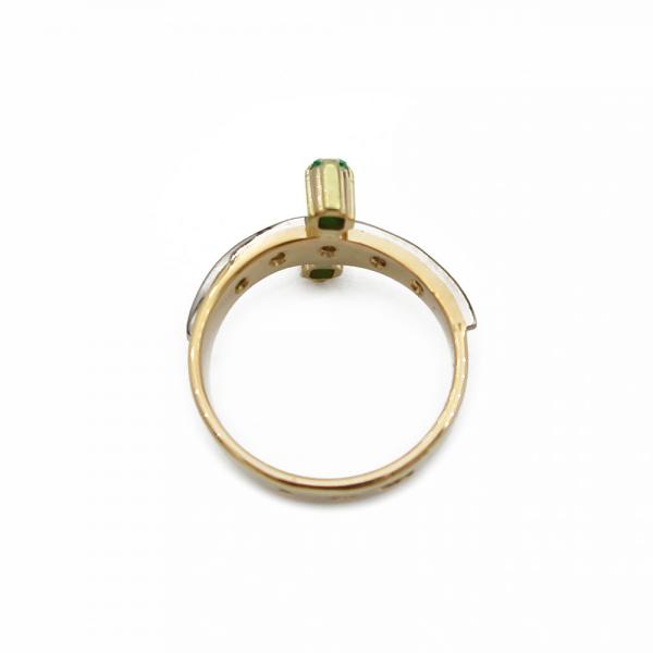Kultainen timantti ja smaragdi sormus 0.07ct 17 mm #2