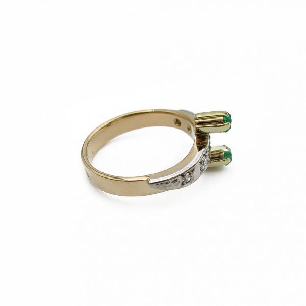 Kultainen timantti ja smaragdi sormus 0.07ct 17 mm #3