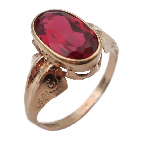 Punakivinen kultasormus 17,5 mm E. A. Rasi #0
