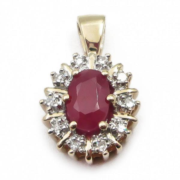 Kultainen rubiini-timanttiriipus 0,05 ct #0