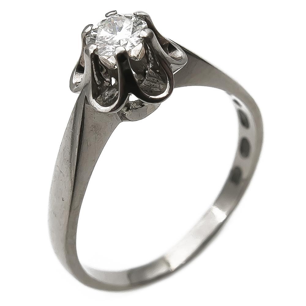 18K valkokulta timanttisormus 0.25ct koko 19 v.-72 #0