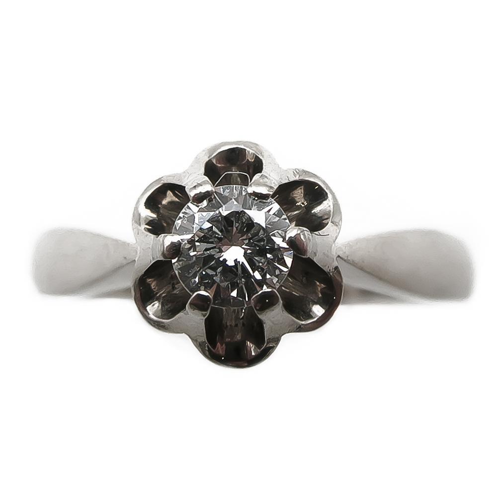 18K valkokulta timanttisormus 0.25ct koko 19 v.-72 #1