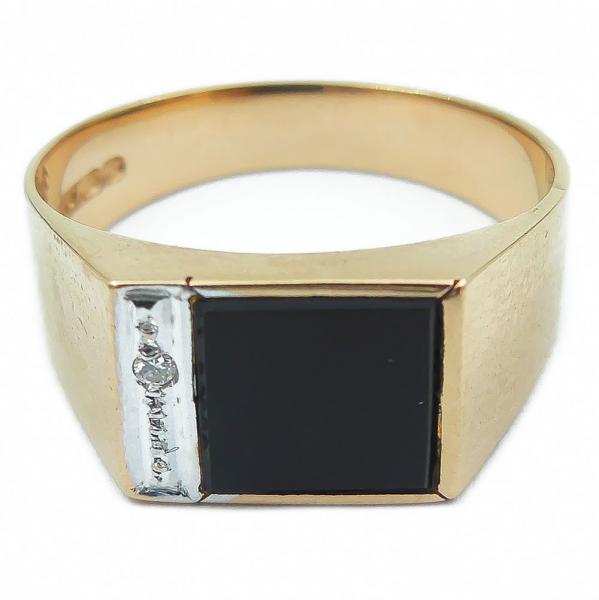 Miesten kultainen kantasormus,onyx+tim.0,005ct,20mm #4