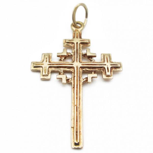 Kultainen Jerusalemin ristiriipus 17x24mm #0