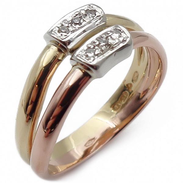 18k Kelta-/punakultainen timanttisormus 0,06ct 18,5mm #0