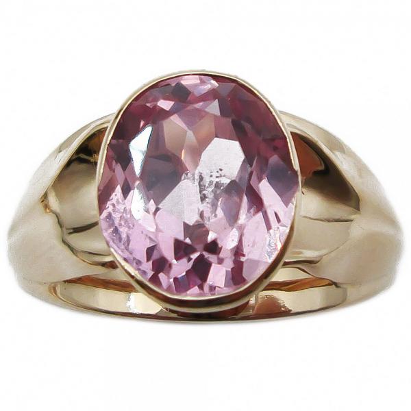 Kultainen sormus pinkki kivi 18,5mm V.-63 #1