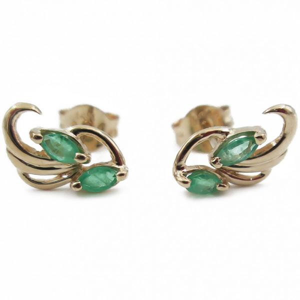 Kultaiset smaragdi korvakorut tapilla  #0