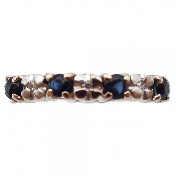 Kultainen timantti-sinisafiirisormus 0,015ct 17mm #1