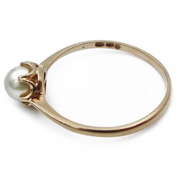 Kultainen helmisormus koko 16,25 4mm v.-84 #2