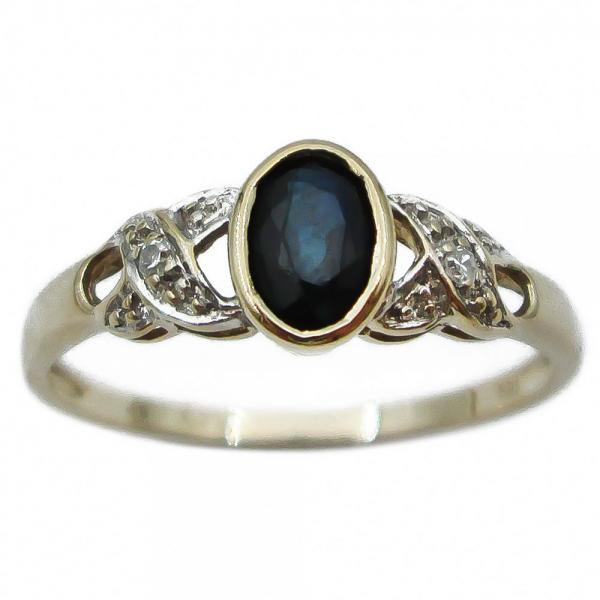 Kultasormus safiiri-timantti 18,25mm 0,02ct #1