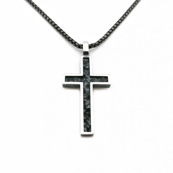 Lumoava tummennettu Polku ristiriipus 42/45/50cm hopea #0