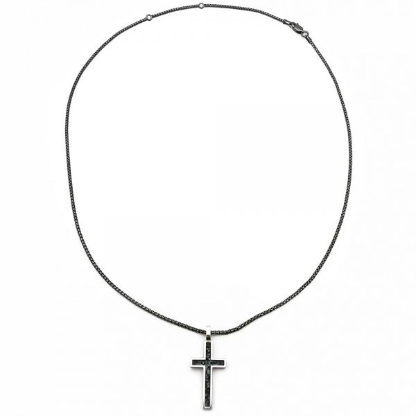 Lumoava tummennettu Polku ristiriipus 42/45/50cm hopea #1