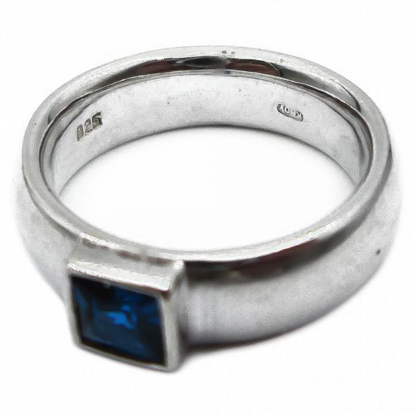 Hopeasormus sininen kivi 18,5mm #3
