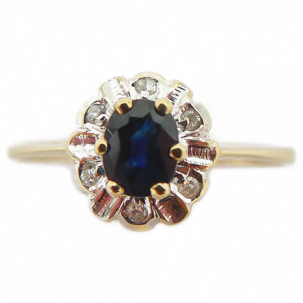 Kultainen Diana-sormus,tim.0.015ct+sinisafiiri,16.25mm #3