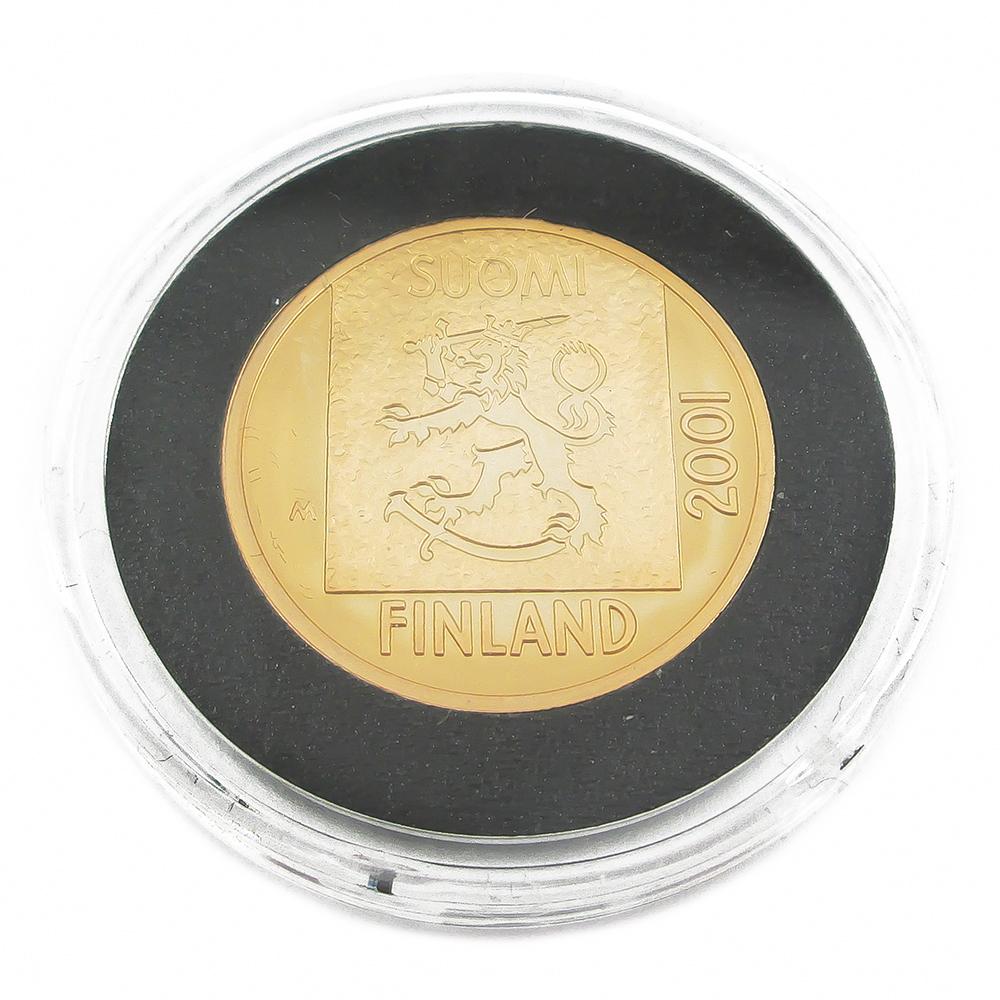 Suomen kultaraha 1mk 2001 18K proof Reijo Paavilainen 3