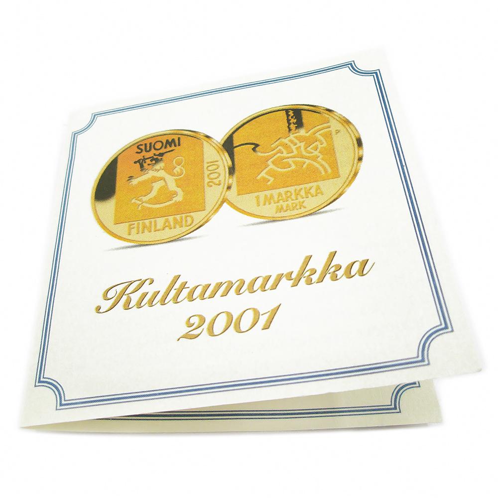 Suomen kultaraha 1mk 2001 18K proof Reijo Paavilainen 3