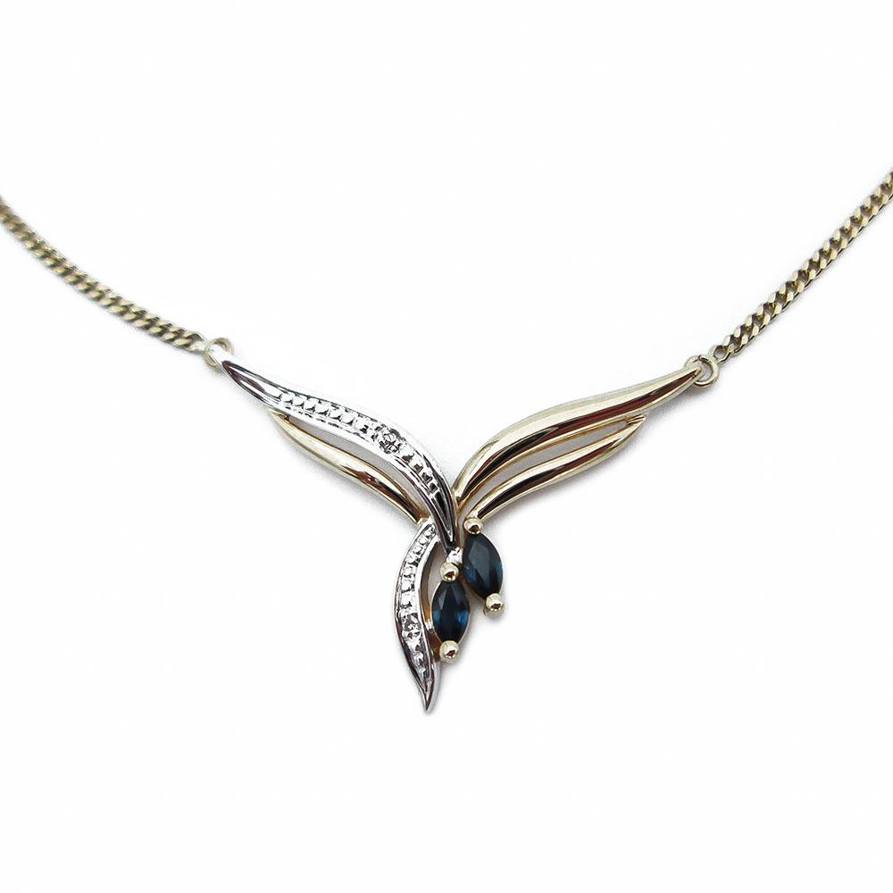 Kaulakoru sinisafiireilla, 0.01ct timantilla 40,5cm #1