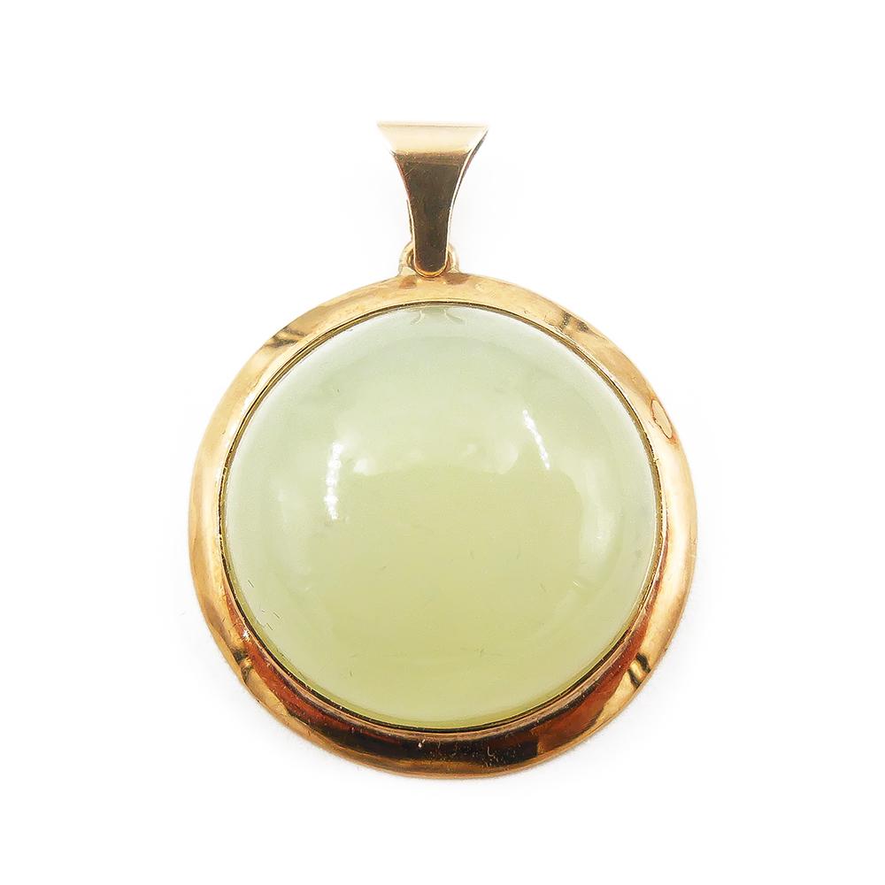 Kultainen riipus, iso vihertävä kivi #0