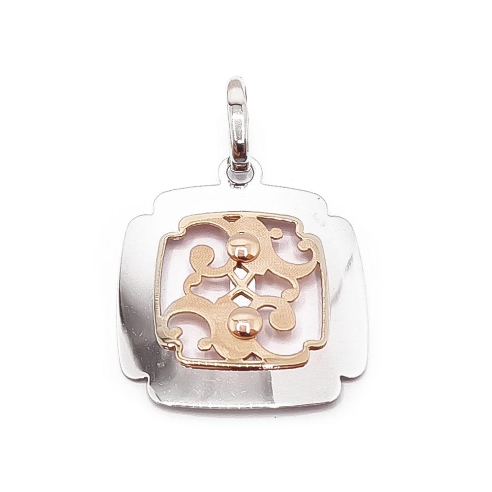 Valkokultainen riipus keltakulta kuviolla #0