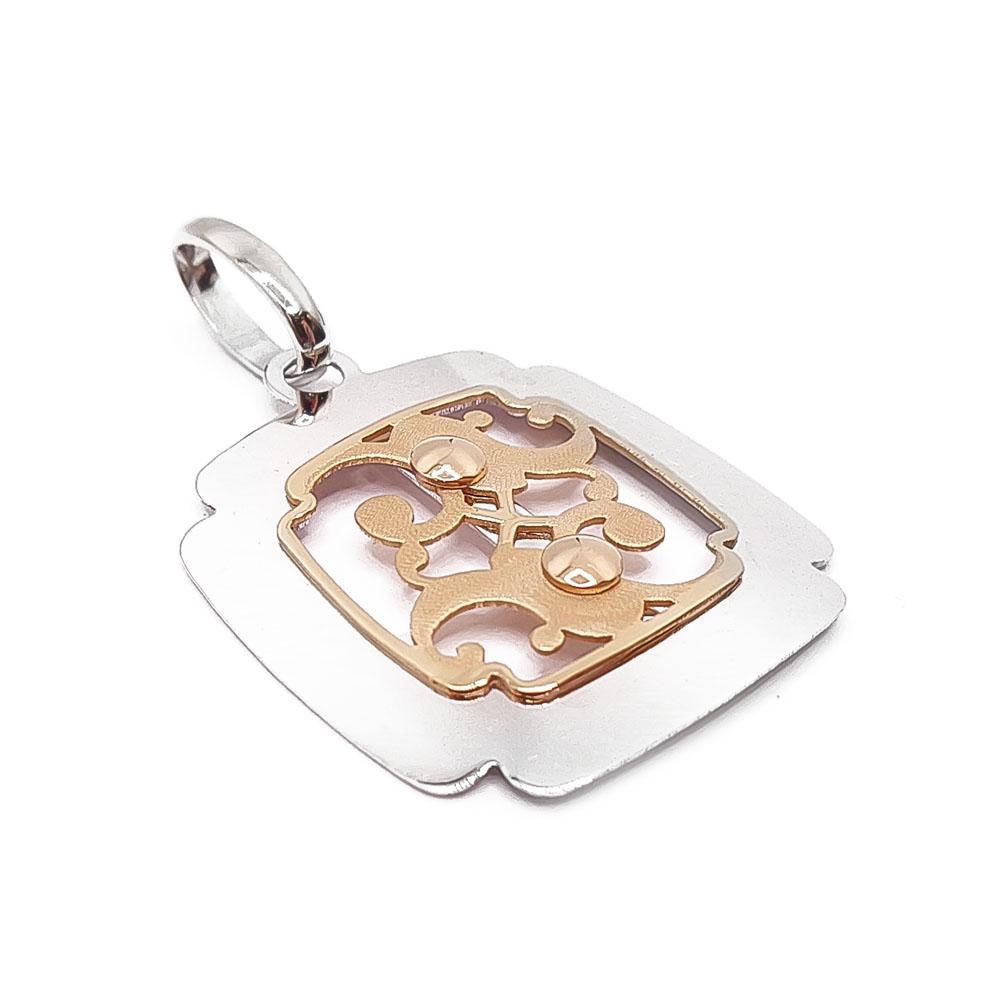 Valkokultainen riipus keltakulta kuviolla #1