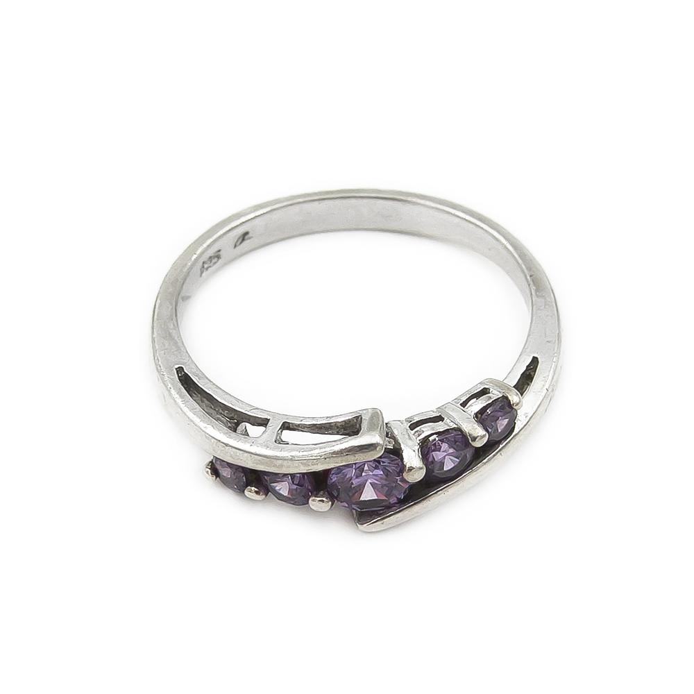 Hopeasormus lilat kivet halk.17.5mm #3