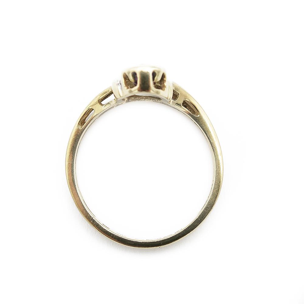 Kultainen ametisti timanttisormus 0.02ct 17,5mm #2