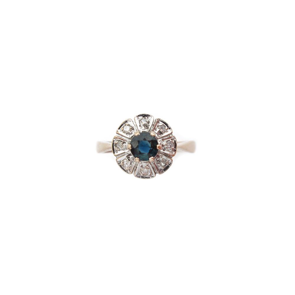 Kultainen Diana sormus safiirilla ja timanteilla 8 x 0,005 ct koko 16,5 #1