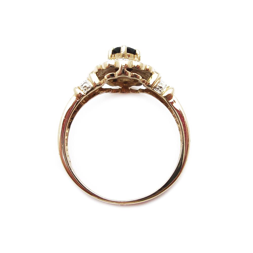 Kultainen timanttisormus safiirilla yht. 0,03 ct koko 17- #2