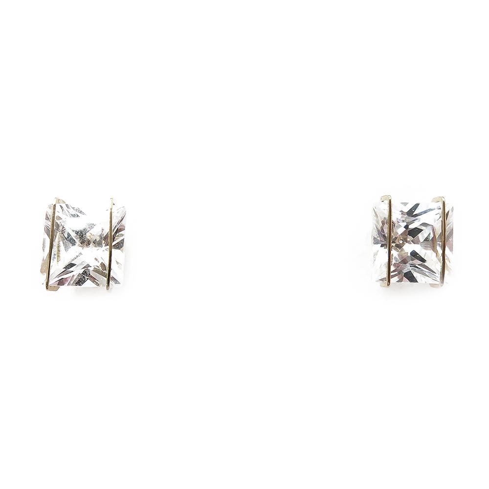 6x6mm korvakorut kirkkain kivin #0