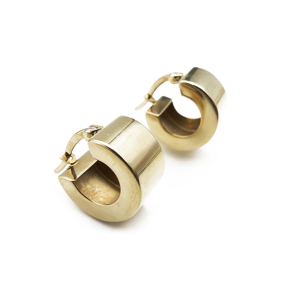 Kultaiset  leveät korvakorut saranalukolla lev. 8mm #0