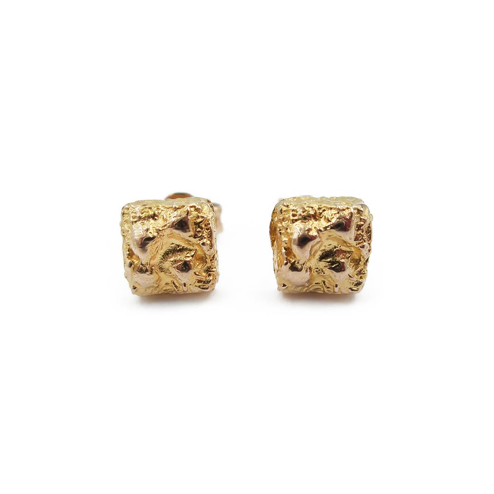 Kultaiset neliön malliset korvakorut tapilla 6.5mm #0
