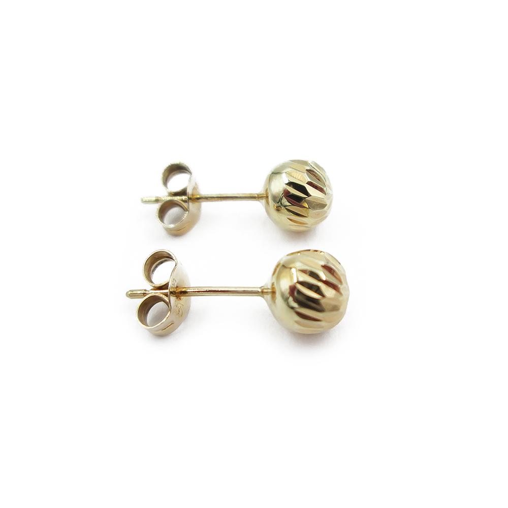 Kultaiset timanttileikatut pallokorvakorut tapilla 6mm Timanttiset #1