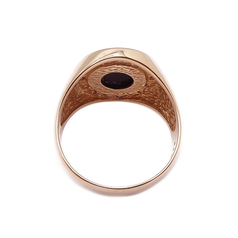 Kultainen kantasormus onyx-timantit 0,16ct 21.5mm v.-95 #2