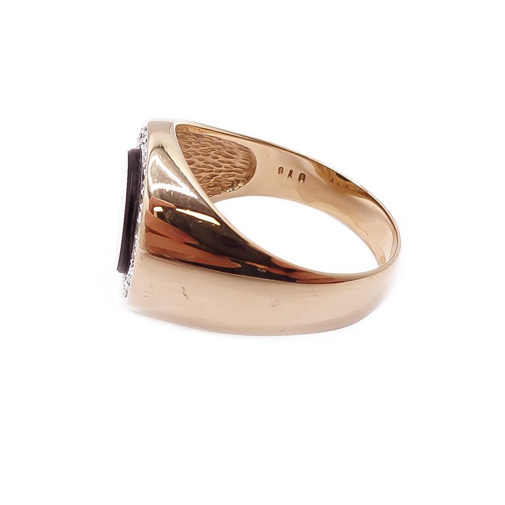 Kultainen kantasormus onyx-timantit 0,16ct 21.5mm v.-95 #3