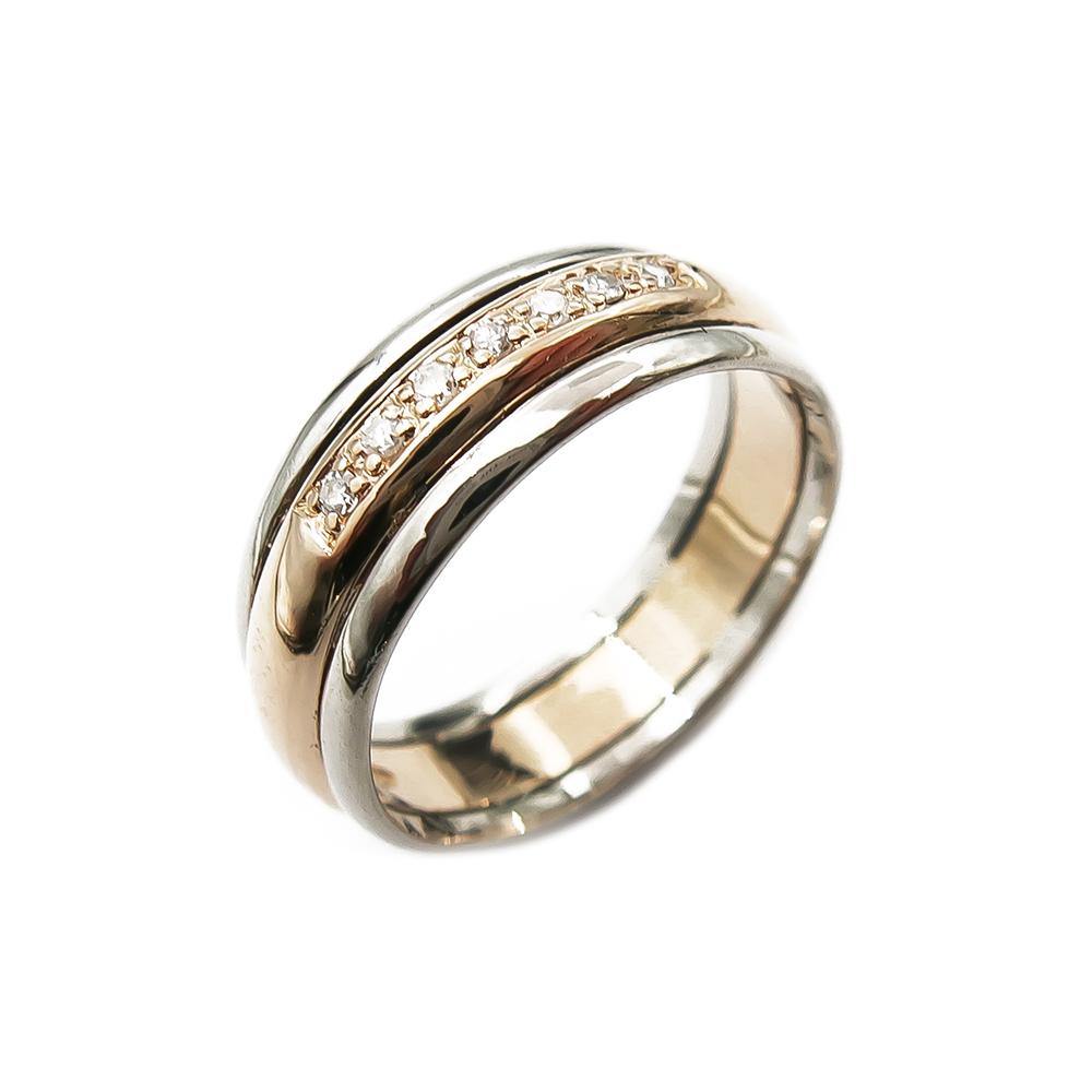 Valko/keltakultainen timanttisormus 0,07ct 16,5mm #0