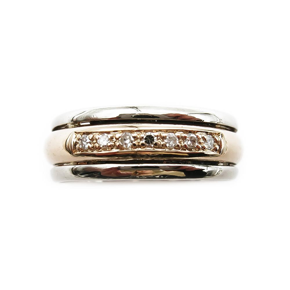 Valko/keltakultainen timanttisormus 0,07ct 16,5mm #1