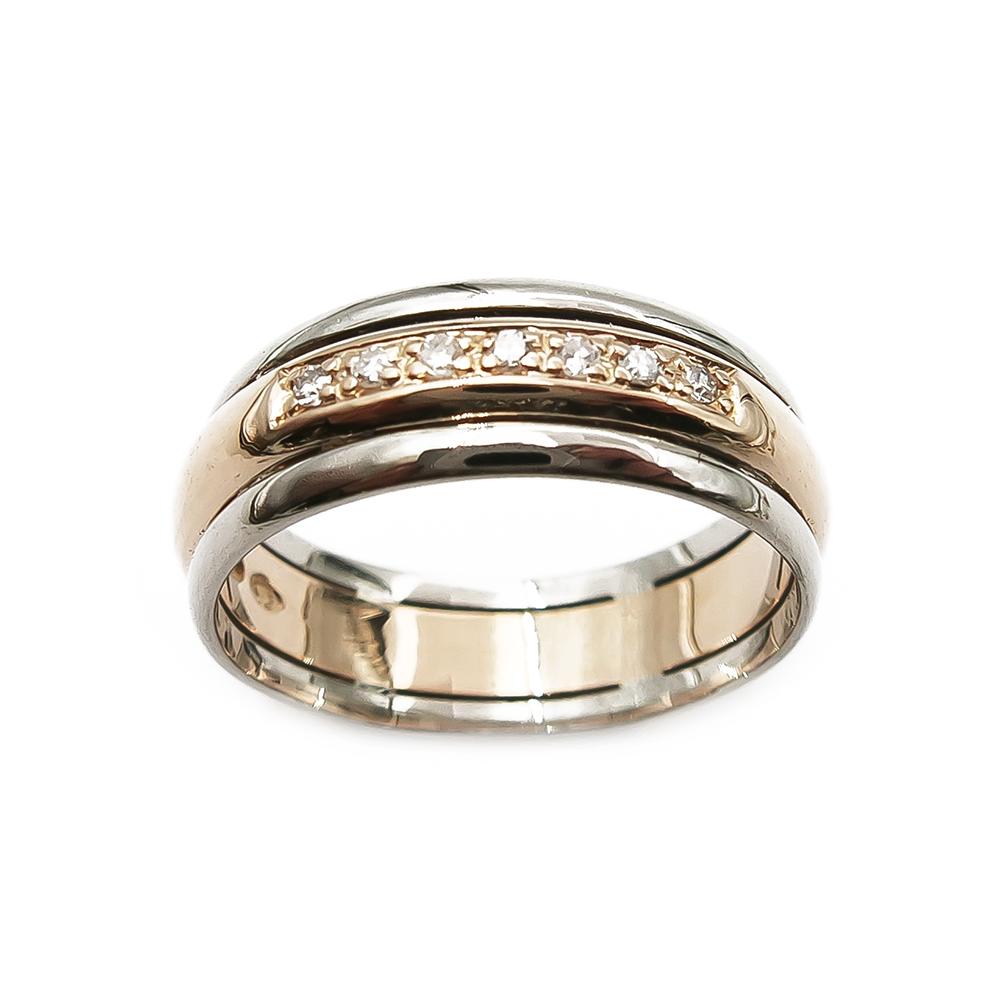 Valko/keltakultainen timanttisormus 0,07ct 16,5mm #2