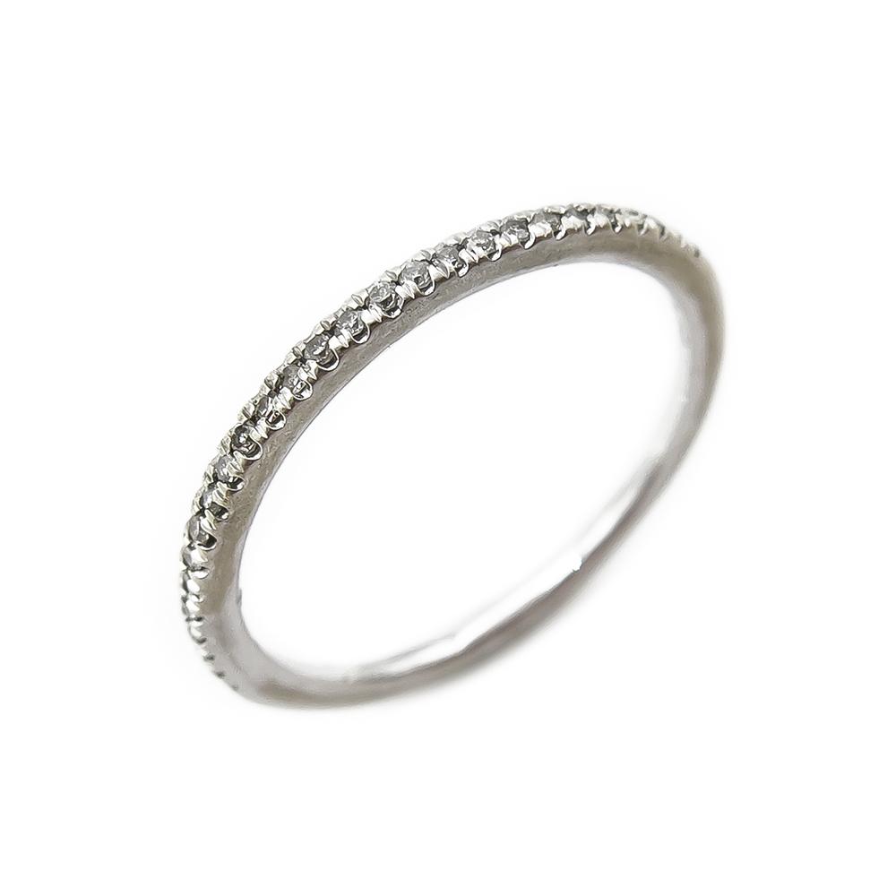 9k Valkokultainen timanttirivisormus 0,12ct 15,5mm #0