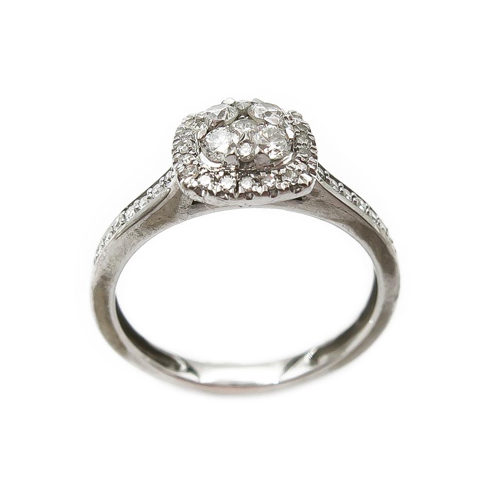 Valkokultainen Halo timanttisormus 0,25ct 15,5mm #1